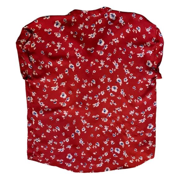 Pleione womens xxl 2x casual red floral cap sleeve blouse short sleeve business - Picture 9 of 9